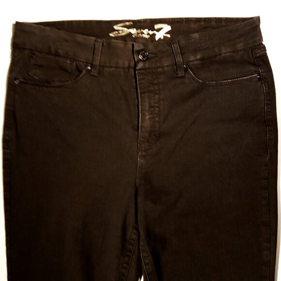 Seven7  Tummyless High Rise Slimming Skinny Jeans   16  Black  Stretch MY1975BLS - Picture 4 of 12